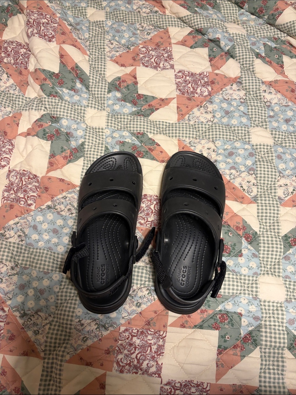 CROCS Black Double-Strap Backstrap Sandals